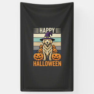 Golden Retriever Halloween Vintage Pumpkin Design Banner