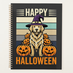 Golden Retriever Halloween Vintage Pumpkin Design Planner
