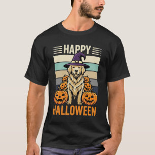 Golden Retriever Halloween Vintage Pumpkin Design T-Shirt