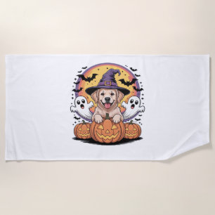 Golden Retriever Halloween Witch Dog Classic T-Shi Beach Towel