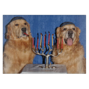 Golden Retriever Hanukkah Menorah Lighting Cutting Board