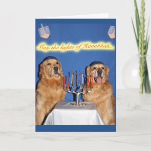 Golden Retriever Hanukkah Menorah Lighting Holiday Card