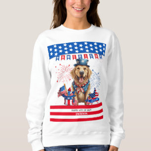 Golden Retriever Happy 4Th Of July US Independence Sweatshirt