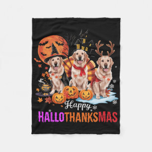 Golden Retriever Happy Hallothanksmas Halloween Th Fleece Blanket