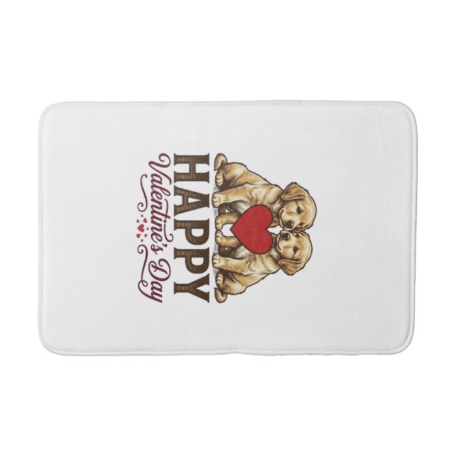 Golden Retriever Happy Valentine’s Day Bath Mat (Front)