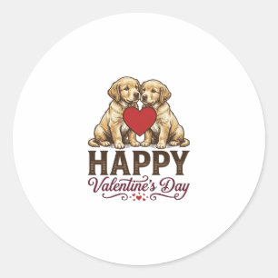 Golden Retriever Happy Valentine’s Day Classic Round Sticker