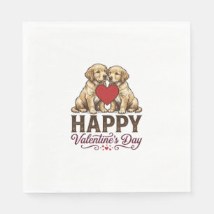 Golden Retriever Happy Valentine’s Day Napkin