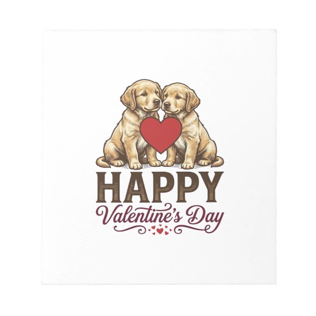 Golden Retriever Happy Valentine’s Day Notepad (Front)