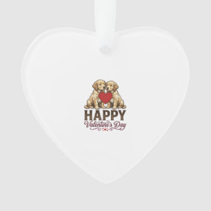 Golden Retriever Happy Valentine’s Day Ornament