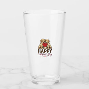 Golden Retriever Happy Valentines Day Glass