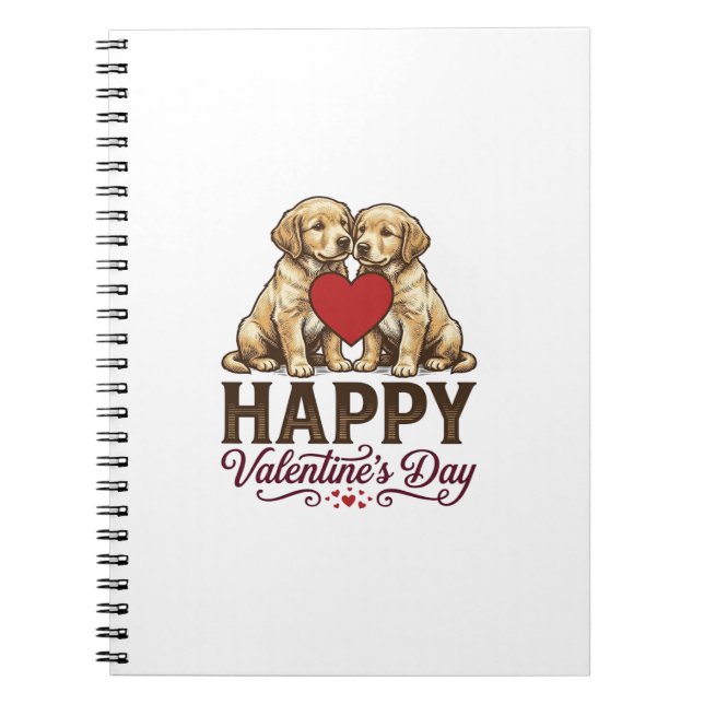Golden Retriever Happy Valentines Day Notebook (Front)