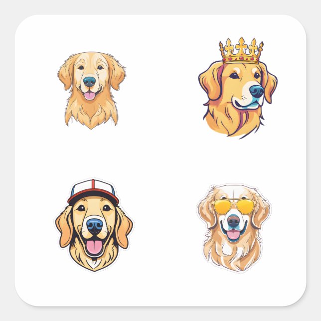 Golden Retriever Head 4 Pack Stickers (Front)