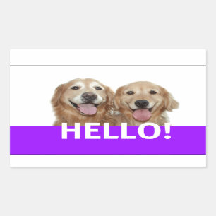 Golden Retriever Hello Rectangular Sticker