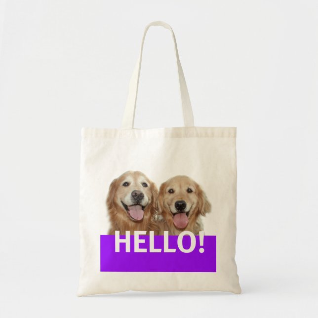 Golden Retriever Hello Tote Bag (Front)