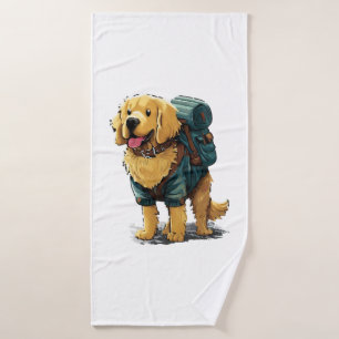 Golden Retriever Hiking and Camping  Bath Towel