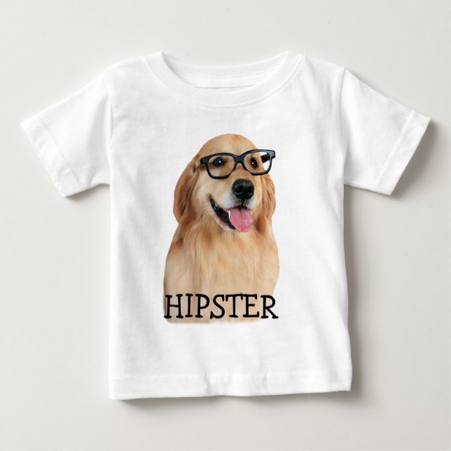 Golden Retriever Hipster Nerd Baby T-Shirt (Front)