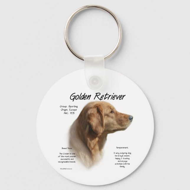 Golden Retriever History Design Key Ring (Front)