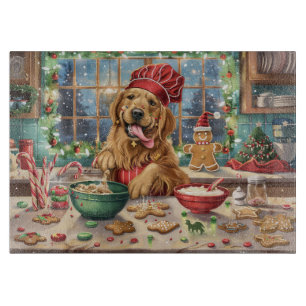 Golden Retriever Holiday Baking: Festive Christmas Cutting Board