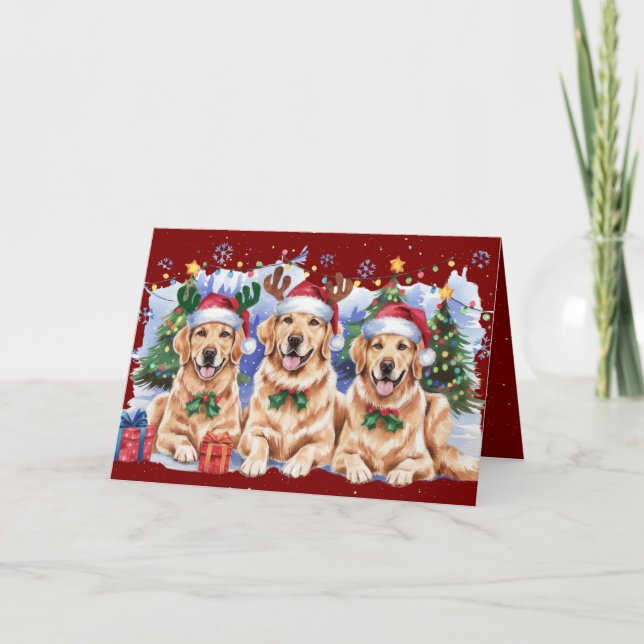 Golden Retriever Holiday Card  (Front)