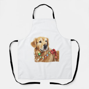 Golden Retriever Holiday Christmas Light Classic Apron