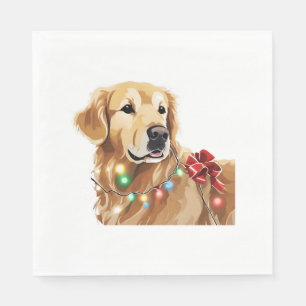 Golden Retriever Holiday Christmas Light  Classic  Napkin