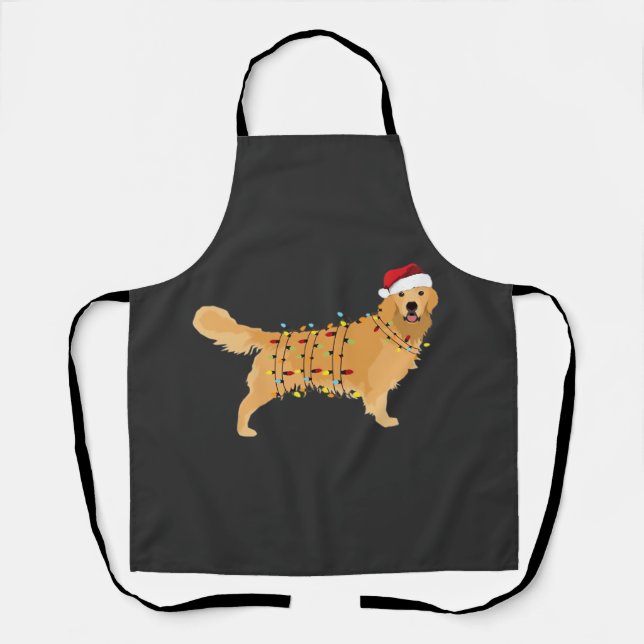 Golden Retriever Holiday Christmas Light Essential Apron (Front)