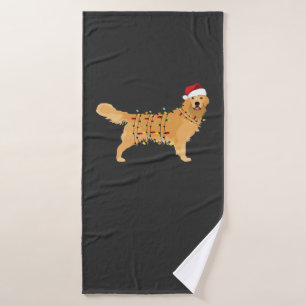 Golden Retriever Holiday Christmas Light Essential Bath Towel