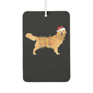 Golden Retriever Holiday Christmas Light Essential Car Air Freshener