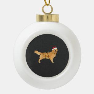 Golden Retriever Holiday Christmas Light Essential Ceramic Ball Christmas Ornament