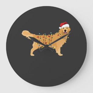 Golden Retriever Holiday Christmas Light Essential Large Clock
