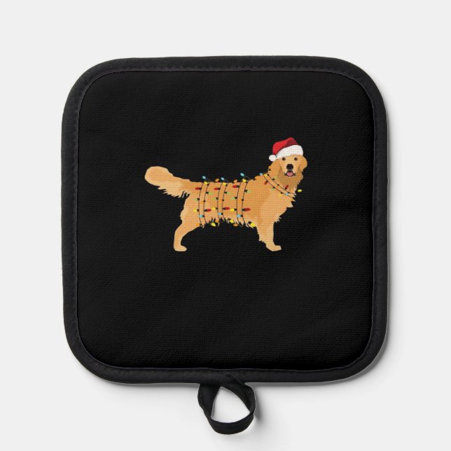 Golden Retriever Holiday Christmas Light Essential Pot Holder (Front)