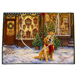 Golden Retriever Holiday Large Gift Bag