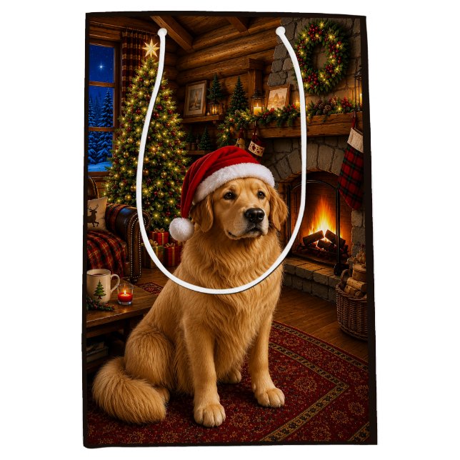 Golden Retriever Holiday  Medium Gift Bag (Front)