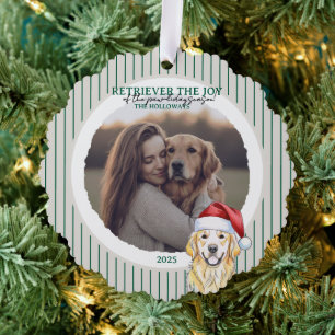 Golden Retriever Holiday Pun Photo Tree Decoration Card