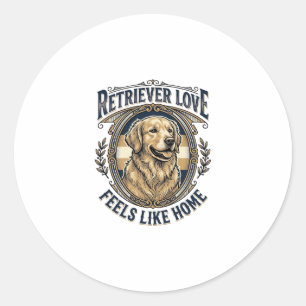 Golden Retriever Home Comfort Vintage Engraving Do Classic Round Sticker
