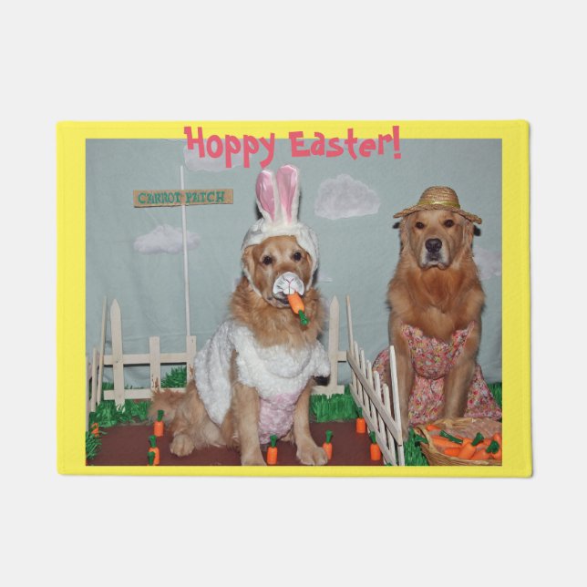 Golden Retriever Hoppy Easter Doormat (Front)