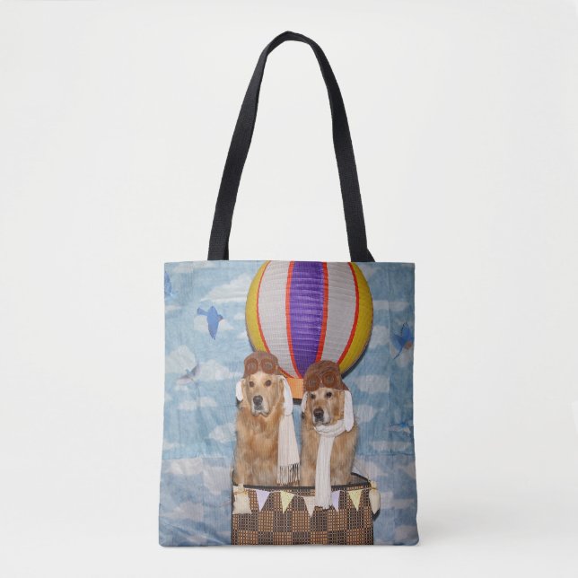 Golden Retriever Hot Air Balloon Pilots Tote Bag (Front)