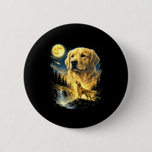 Golden retriever howling to the moon meme funny 6 cm round badge