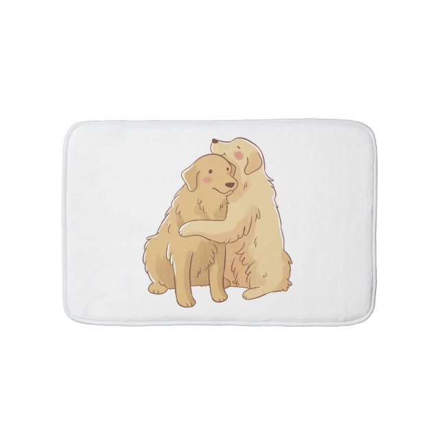 Golden Retriever hug    Bath Mat (Front)