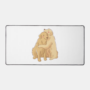 Golden Retriever hug    Desk Mat