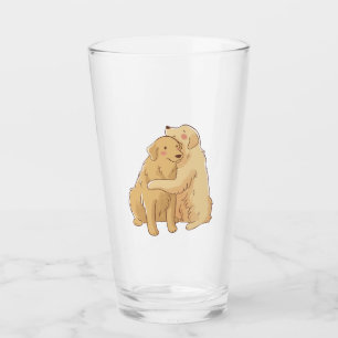 Golden Retriever hug    Glass