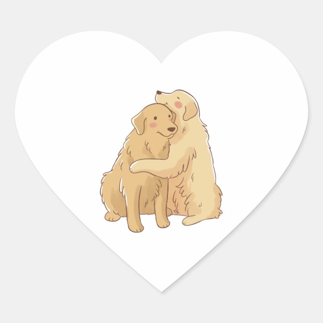 Golden Retriever hug    Heart Sticker (Front)