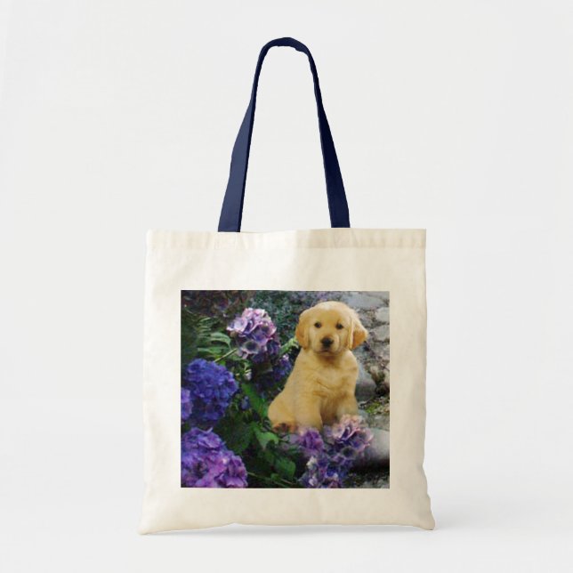 Golden Retriever Hydrangea Tote Bag (Front)