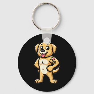 Golden Retriever I Love Dad Funny Dog Tattoo _1 Key Ring
