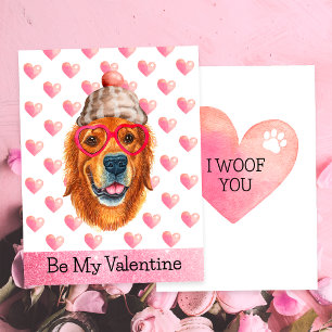 Golden Retriever I Woof You Dog Valentine's Day Holiday Card