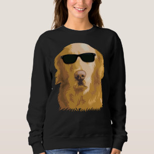 Golden Retriever Illustration Wearing Sunglasses Sweatshirt