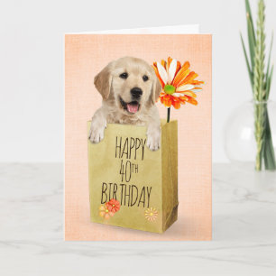 Golden Retriever in 40th Birthday Bag Card