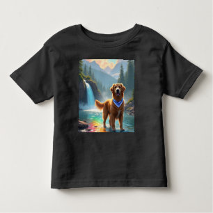 Golden Retriever in a Fantasy Rainbow River Toddler T-Shirt