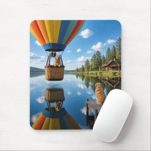 Golden Retriever in a Hot Air Balloon Mouse Pad