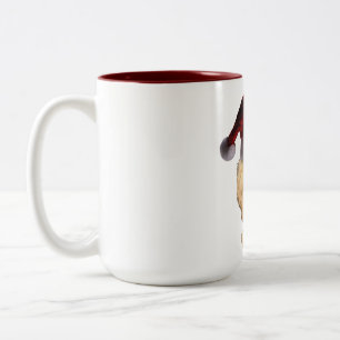 Golden Retriever in a Santa Claus Hat Two-Tone Coffee Mug